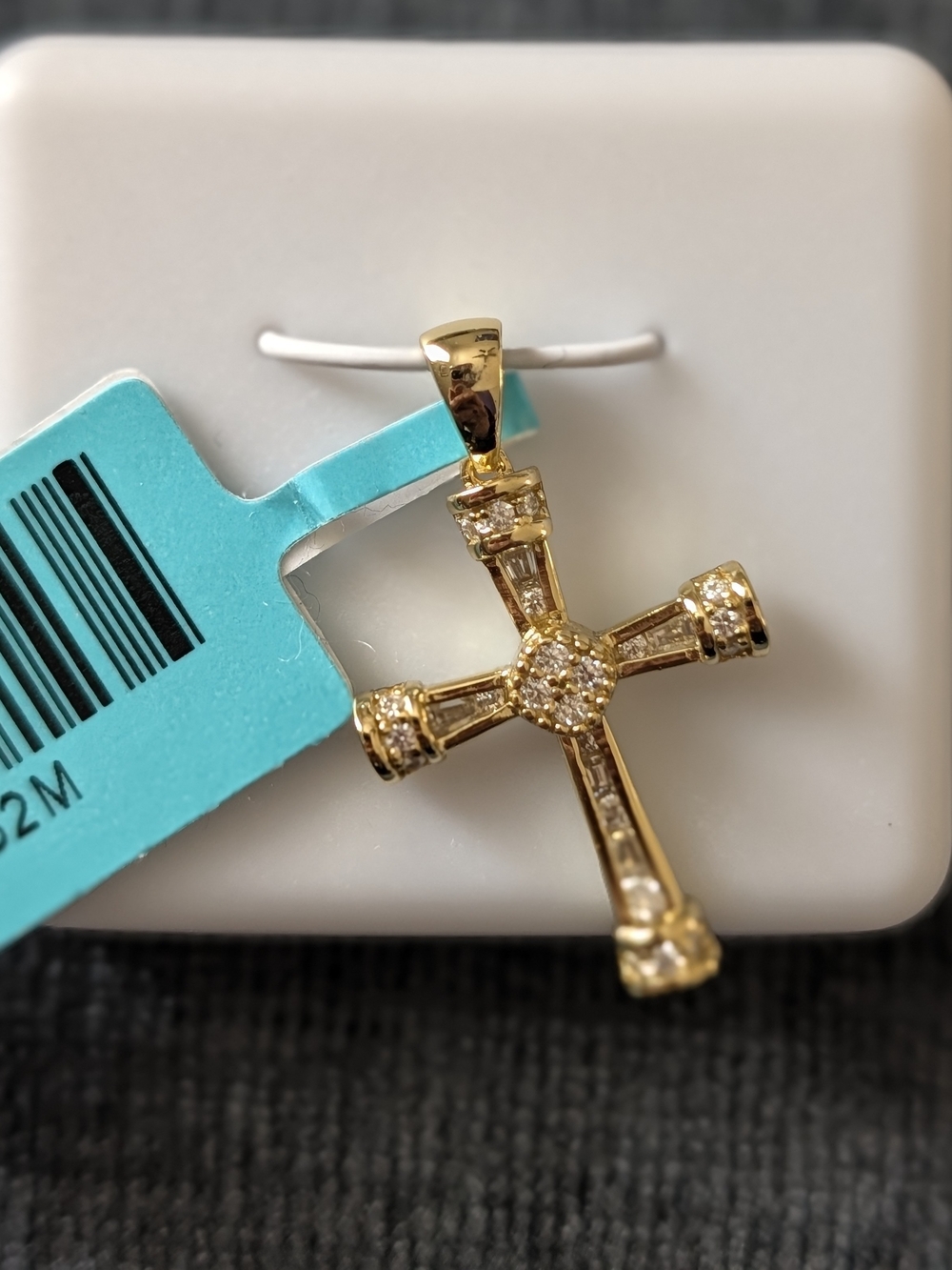 Gold Tone Sterling Silver Moissanite Cross- NWT